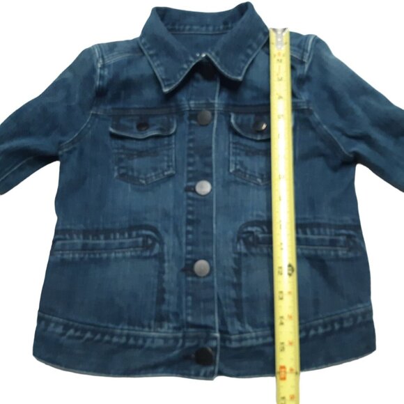 Gap Jacket Girls Medium Blue Kids 1969 Button Up Denim Pockets Dark Wash Stretch - Picture 5 of 15